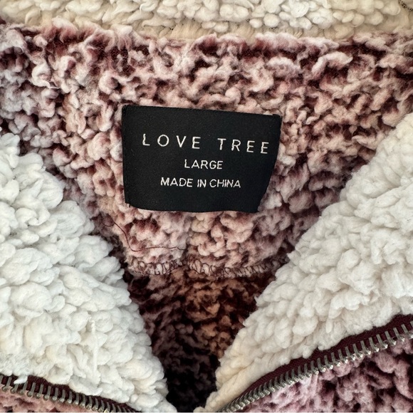 Love Tree | Cozy Maroon Sherpa/Teddy Quarter - Zip Pullover | Size Large - Picture 4 of 7